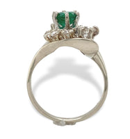 14k White Gold .65ct Genuine Natural Emerald and Diamond Cocktail Ring (#J7164)