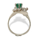 14k White Gold .65ct Genuine Natural Emerald and Diamond Cocktail Ring (#J7164)