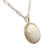 14k Gold Round 7.48 Carat Australian Genuine Natural Opal Pendant (#J6717)