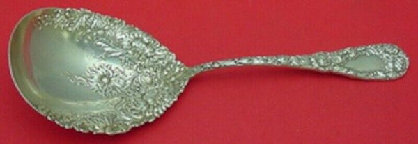 Chrysanthemum by Durgin Sterling Silver Berry Spoon w/ mono 9 1/4"