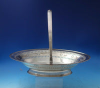 English Georgian Silverplate Basket with Handle Pierced Border Swans (#5839)