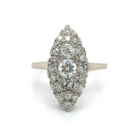 14k White Gold Marquise Shape 1 Carat TW Genuine Natural Diamond Ring (#J5449)