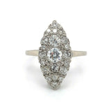 14k White Gold Marquise Shape 1 Carat TW Genuine Natural Diamond Ring (#J5449)