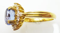 18k Gold 4.34cts Genuine Natural Ceylon Sapphire and Diamond Ring (#J3398)