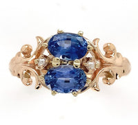 10k Rose Gold Victorian Sapphire and Seed Pearl Ring Size 8 Jewelry (#J6559)