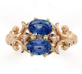 10k Rose Gold Victorian Sapphire and Seed Pearl Ring Size 8 Jewelry (#J6559)