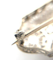 14k White Gold Genuine Natural Diamond Filigree Pin Jewelry (#J6273)