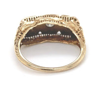 14k Yellow Gold Three Stone Genuine Natural Diamond FIligree Ring (#J6625)