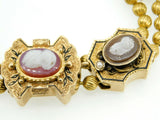 Genuine Natural Stone Cameo Victorian XL Gold Slide Bracelet (#J4362)