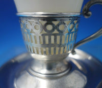 SSMC-Saart Sterling Silver Demitasse Cup Pcd Circles Lines w/ Liner Saucer #6312