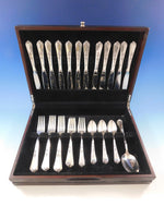 Sterling Rose by Wallace Sterling Silver Flatware Set for 12 Service 50 Pcs
