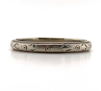 18k White Gold Wedding Band Jewelry with Geometric Design Size 7 (#J5879)