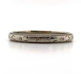 18k White Gold Wedding Band Jewelry with Geometric Design Size 7 (#J5879)