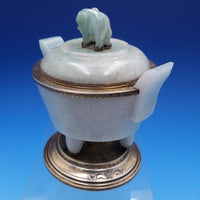 Jade by Edward Farmer Urn Light Vermeil Sterling Fittings Jade Elephant (#7950)