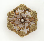 10k Yellow Gold Victorian Seed Pearl Starburst Flower Pin Jewelry (#J6274)