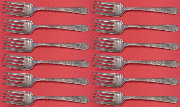 Mary II by Lunt Sterling Silver Salad Fork Set of 12 pcs 6"