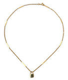 18k Gold Padlock Pendant on 18k Yellow Gold Bar Chain 16.5" Jewelry (#J7547)