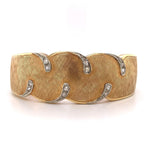 14k Gold and Genuine Natural Diamond Hinged Italian Cuff Bracelet (#J5734)