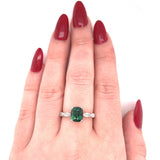Platinum 3.24ct Green Genuine Natural Tourmaline Ring Jewelry (#J5715)