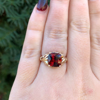 10k Yellow Gold 1.68ct Deep Red Genuine Natural Garnet Ring Size 6.25 (#J6386)
