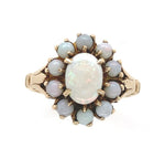 10k Yellow Gold Genuine Natural Opal Vintage Halo Ring Size 6.75 Jewelry #J6347