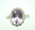 14k Gold Oval 6.95ct Genuine Natural Kunzite Ring with Diamond Halo (#J4453)