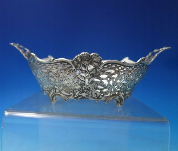 Dutch .835 Silver Candy Dish Footed w/ Handles Cast Pierced Flowers #200 (#6032)