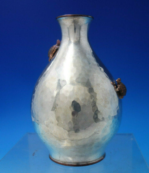 Mixed Metals Gorham Sterling Silver Vase Applied Copper Turtles Aesthetic #6246