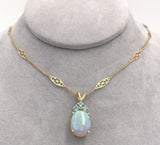 14k Gold Oval 6.24 Carat Australian Genuine Natural Opal Pendant Apatite #J6716