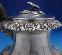 Francois Durand French Sterling Silver Tea Pot 3-D Flower Finial w/Ebony (#3984)