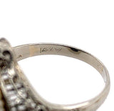 14k White Gold Art Deco Huge Lab-Created Spinel Filigree Ring Jewelry (#J5606)