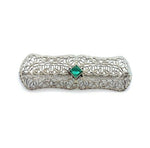 10k White Gold Filigree Synthetic Lab-Created Emerald Pin (#J5279)