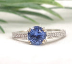 14k White Gold 1.15 Carat Genuine Natural Sapphire and Diamond Ring (#J7178)