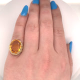 14k Yellow Gold Handmade Granulated Gold Genuine Natural Citrine Ring (#J5427)