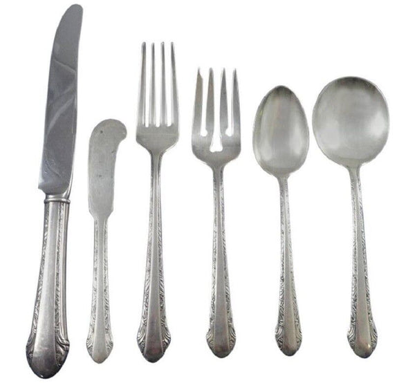 Chased Romantique by Alvin Sterling Silver Flatware Set for 8 Service 49 Pieces