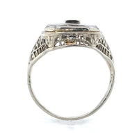 14k Gold Filigree Genuine Natural Rock Crystal Diamond Ring Size 4.25 (#J6497)