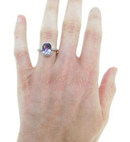14k Gold Checkerboard Genuine Natural Amethyst Ring with Diamonds (#J589)