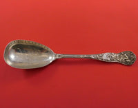 Bacchanalian English Sterling Silver Berry Spoon Ovoid w/ Fruit London 1872 9"