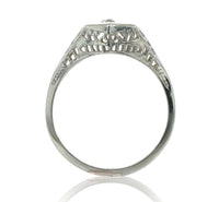 14k White Gold Art Deco Filigree Ring w/ .22ct Genuine Natural Diamond (#J6818)