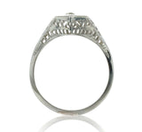 14k White Gold Art Deco Filigree Ring w/ .22ct Genuine Natural Diamond (#J6818)