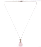 Art Deco Inspired 14k White Gold Genuine Natural Rose Quartz Pendant (#J5700)