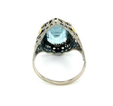 10k Tri-Color Gold 3.28ct Genuine Natural Aquamarine Filigree Ring (#J5336)
