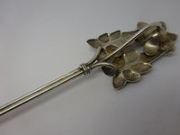 Art Silver Coin Silver 3D Flower Berry Spoon Bright-Cut c1865 GW 8 3/4" unmarked