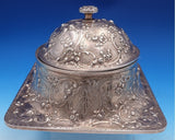 Louis XV Sterling Silver Powder Puff Vanity Base Cupids c1890 Rare Huge (#8376)