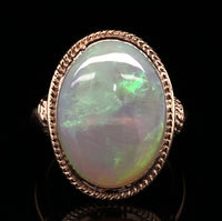 14k Yellow Gold Large 7 Carat Genuine Natural Australian Opal Ring (#J6785)
