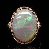 14k Yellow Gold Large 7 Carat Genuine Natural Australian Opal Ring (#J6785)