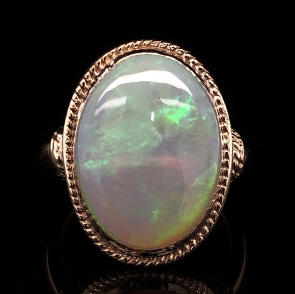 14k Yellow Gold Large 7 Carat Genuine Natural Australian Opal Ring (#J6785)