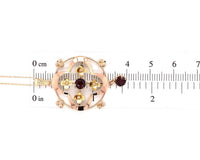 9k Yellow and Rose Gold Lavaliere Pendant with Genuine Natural Garnets (#J5697)