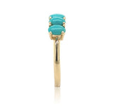 14k Yellow Gold Genuine Natural Turquoise 5-Stone Band Ring Size 6 (#J6800)