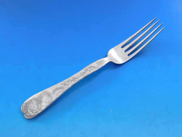 Lap Over Edge Acid Etched by Tiffany Sterling Silver Regular Fork Apple 7 1/4"